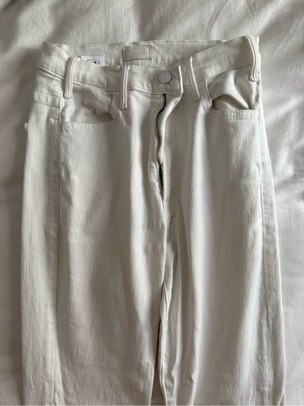 MOTHER Hustler High-Rise White Jeans